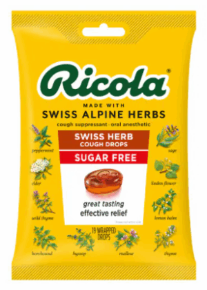 Ricola Swiss Alpine Sugar Free Original Herb Cough Drops 19pc Peg Bag 8ct